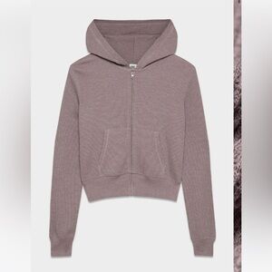 Tna Waffle Full Zip Thermal Cropped Hoodie Jacket Women’s Sz XXS